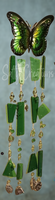 Green Butterfly and Glass - Wind Chime