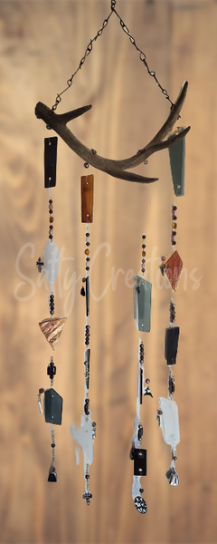 Deer Antler Multi Earth Tone Glass - Wind Chime