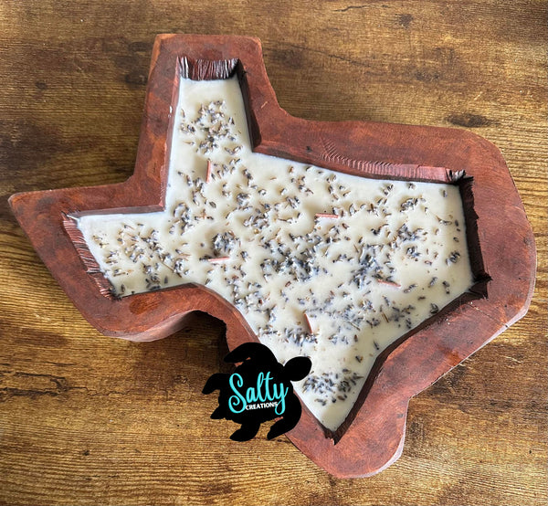 Texas Shaped Tobacco Vanilla Scented With Lavender Petals- Candle