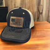 Black on Khaki Trucker Hat - Cap with Patch