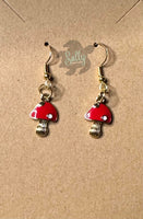 Enamel Gold Plated Mushroom - Earrings
