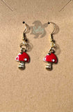 Enamel Gold Plated Mushroom - Earrings