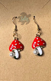 Enamel Gold Plated Mushroom - Earrings