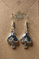 Antique Silvery Mushroom - Earrings