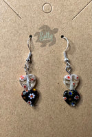 Floral Glass Hearts - Earrings