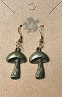 Antique Bronze Mushroom - Earrings