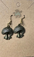 Antique Bronze Mushroom - Earrings
