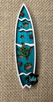 Sea Turtle and Crab Surf Board - Magnet