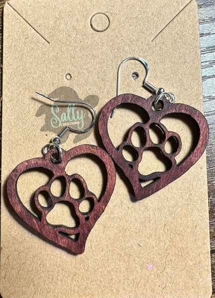 Heart Paw Print - Earrings