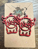 Colorful Reversable Highland Cows - Wooden Earrings
