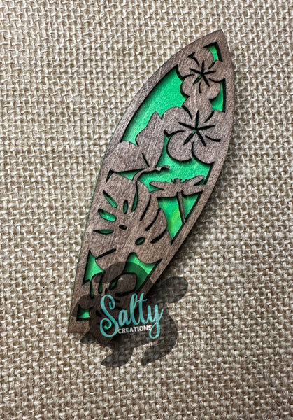 Monstera Leaf Surfboard - Magnet