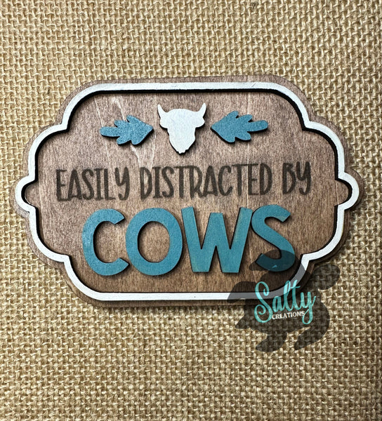 Easily Distracted By Cows - Magnet