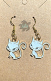 Enamel Gold Plated Cat - Earrings