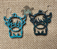 Colorful Reversable Highland Cows - Wooden Earrings