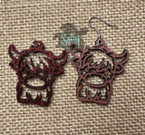 Colorful Reversable Highland Cows - Wooden Earrings