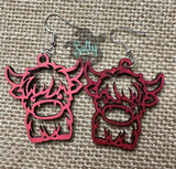 Colorful Reversable Highland Cows - Wooden Earrings