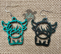 Colorful Reversable Highland Cows - Wooden Earrings