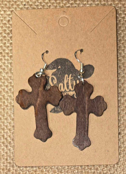 Wooden Cross - Earrings