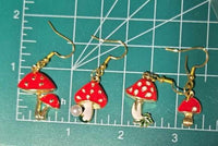 Enamel Gold Plated Mushroom - Earrings
