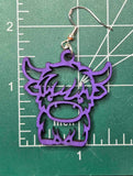 Colorful Reversable Highland Cows - Wooden Earrings