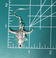 Silver Cattle Skull - Earrings