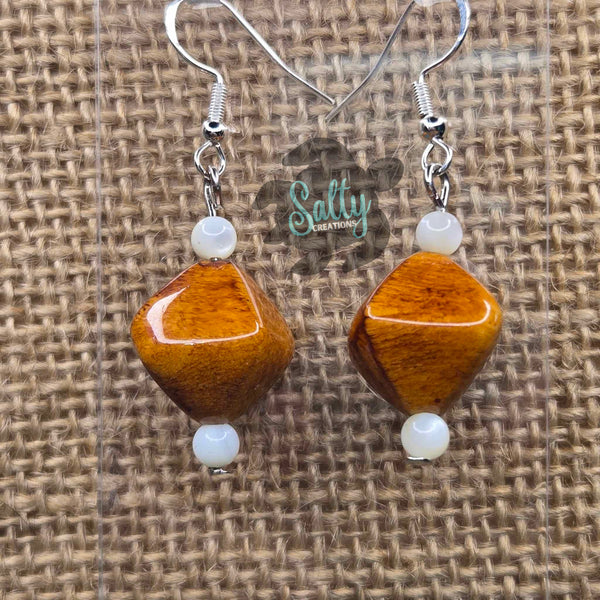 Wood Grain Cube - Earrings