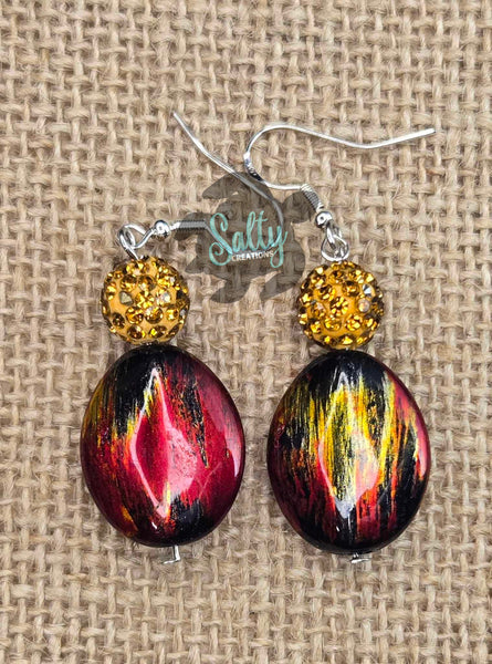 Golden Red Marble - Earrings