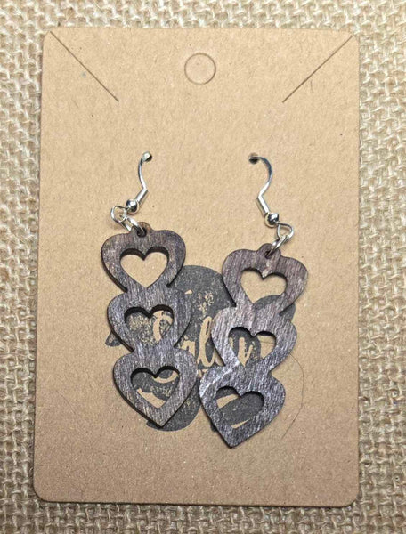 Triple Heart Drop - Earrings