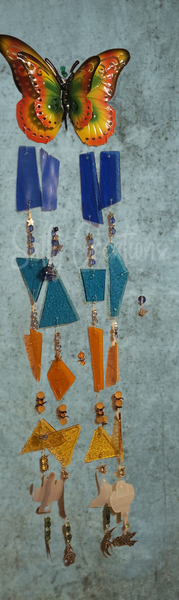 Butterfly Sunset Colored Glass - Wind Chime