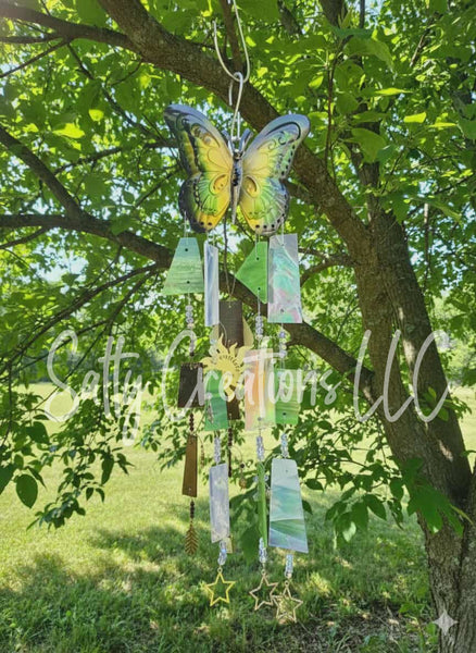 Green and Clear Butterfly - Wind Chime