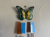 Handmade Butterfly Garden Wind Chime - Blue & Amber Glass Art Decor