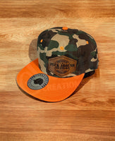 Camo on Orange Snapback Hat - Cap with Patch