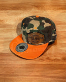 Camo on Orange Snapback Hat - Cap with Patch