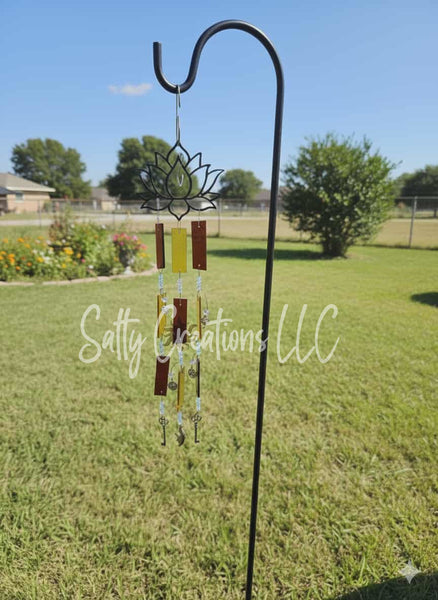 Lotus Red and Yellow Glass - Wind Chime