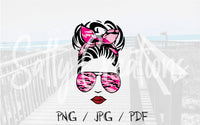 Messy Bun Pink Camo Girl - Digital Download