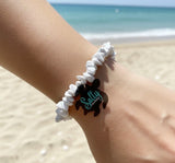 Artisan coastal jewelry featuring a white stone chip bracelet by Salty Creations