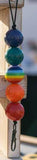 Colorful beaded keychain with a wooden base
