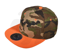 Camo on Orange Snapback Hat - Cap with Patch