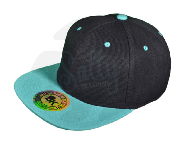 Black on Mint Snapback Hat - Cap with Patch