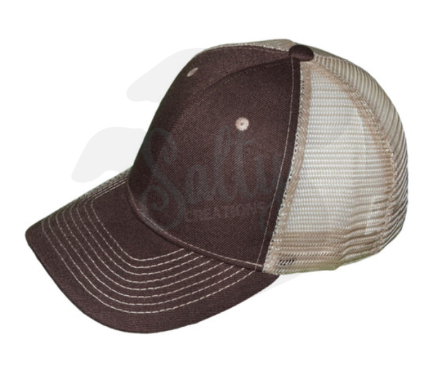 Brown and Khaki Trucker Hat - Cap with Patch