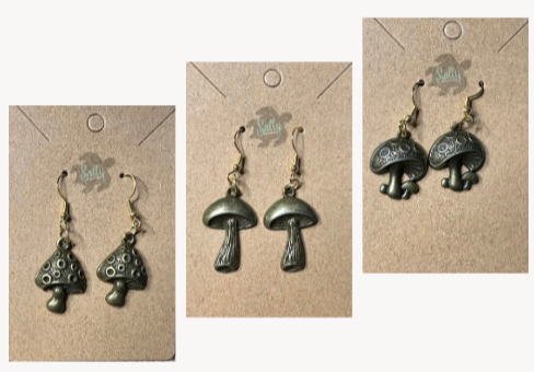 Antique Bronze Mushroom - Earrings