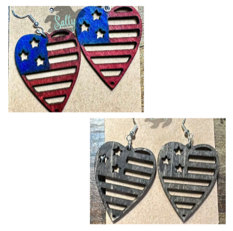 American Flag Heart - Earrings