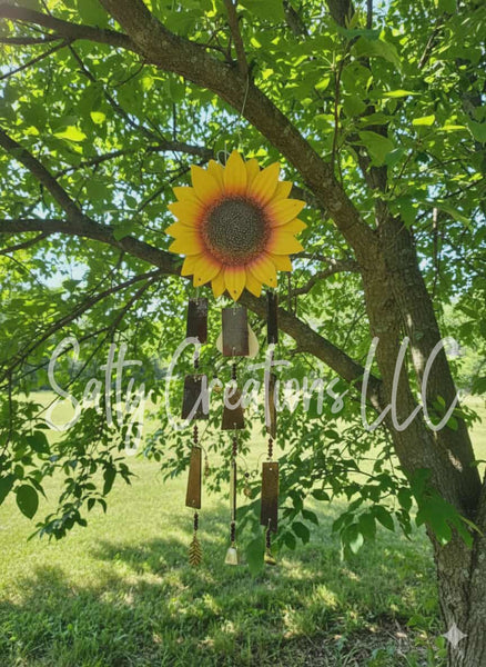 Sunflower Brown Marble Like Glass - Wind Chime