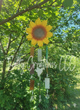Sunflower White Glass Bird - Wind Chime