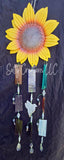 Sunflower White Glass Bird - Wind Chime