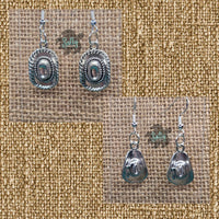 Antique Silvery Cowboy Hat - Earrings