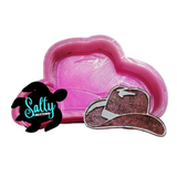 Pink cowboy hat silicone freshie mold with 1 inch depth for aroma beads and resin crafts.