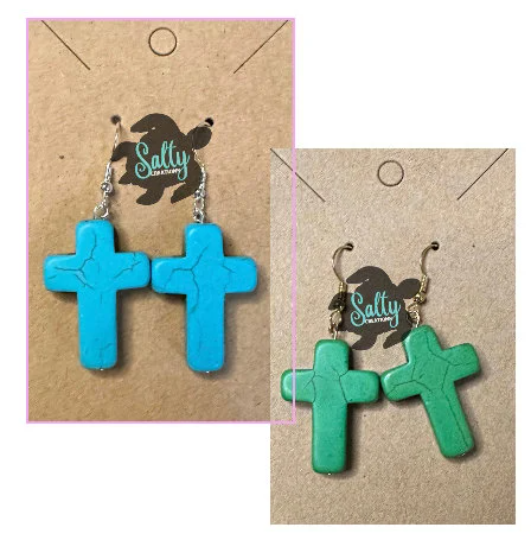 Cross - Magnesite Earrings