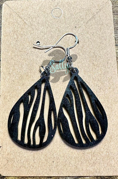 Zebra Stripe Teardrop - Earrings