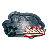 A silicone mold featuring a molded design with the text 'INDIANA' and 'HOOSIERS', primarily in red and white colors.